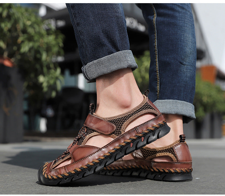 👞 Men’s Semi-Closed Fisherman Leather Sandals✨