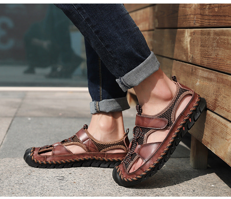 👞 Men’s Semi-Closed Fisherman Leather Sandals✨